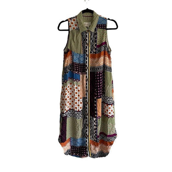 Anthropologie Dresses & Skirts - (SOLD) ANTHROPOLOGIE Everyway Sleeveless Button Front Midi Dress Patches 6